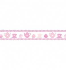 WASHI TAPE STAMPERIA PINK TEA POTS AND CUPS