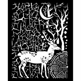 STENCIL STAMPERIA 20x25 COSMOS DEER AND BARK
