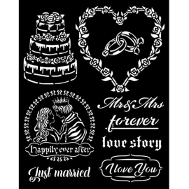 STENCIL STAMPERIA 20x25 SLEEPING BEAUTY JUST MARRIED