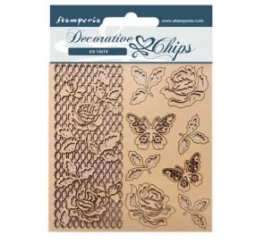 DECORATIVE CHIPS STAMPERIA 14x14 ROSE AND BUTTERFLY
