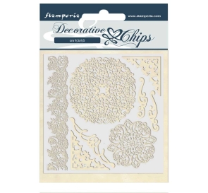 DECORATIVE CHIPS STAMPERIA 14x14 PASSION LACES   CORNERS