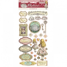 CHIPBOARD STAMPERIA 15x30 ALICE GOLD PRINTING