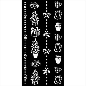 STENCIL STAMPERIA 12x25 CHRISTMAS BORDER GIFT AND CUPS