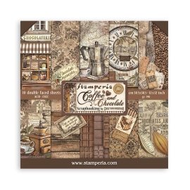 PAPEL SCRAP STAMPERIA KIT 30x30 COFFEE AND CHOCOLATE